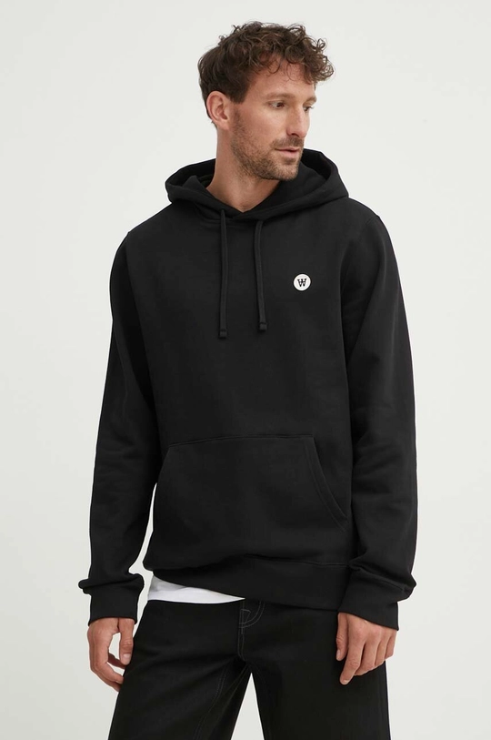 černá Bavlněná mikina Wood Wood Ash hoodie Pánský