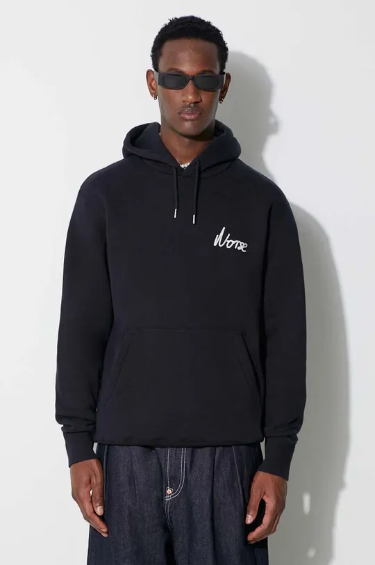 тъмносин Памучен суичър Norse Projects Arne Relaxed Organic Chain Stitch Logo Hoodie Чоловічий