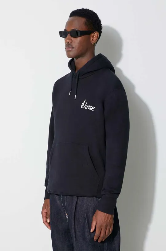 bleumarin Norse Projects hanorac de bumbac Arne Relaxed Organic Chain Stitch Logo Hoodie