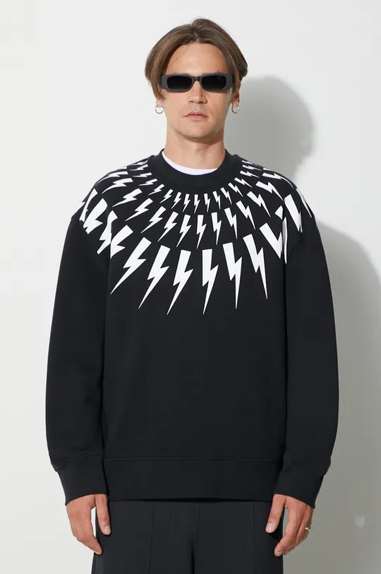 black Neil Barett sweatshirt FAIRISLE THUNDERBOLT Men’s