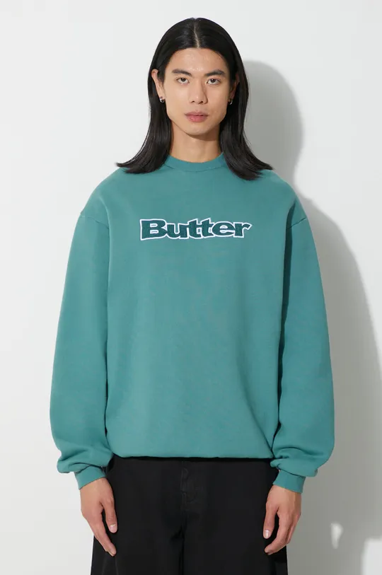 verde Butter Goods bluză Cord Logo Crewneck Sweatshirt