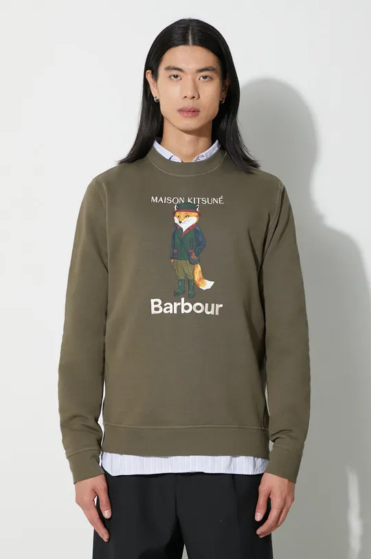green Barbour cotton sweatshirt Barbour x Maison Kitsune Beaufort Fox Crew Men’s