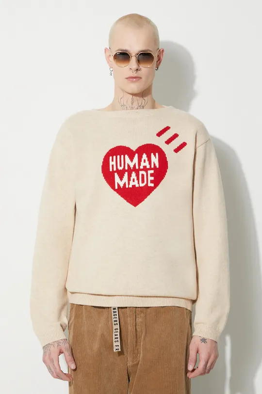 beige Human Made maglione in misto lana Heart Knit Sweater