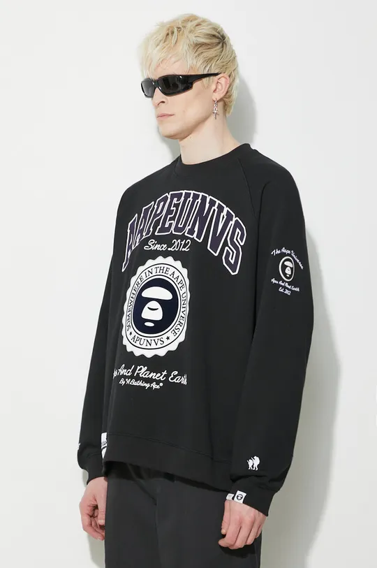 černá Mikina AAPE Crewneck Fleece