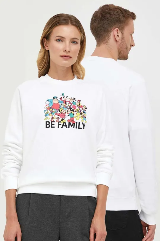 bela Bombažen pulover United Colors of Benetton x Disney Unisex