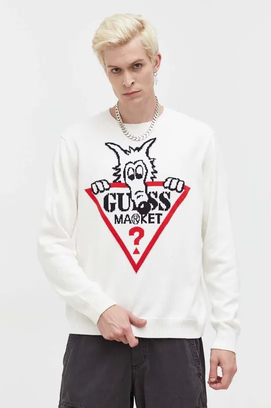 bež Pamučni pulover Guess Originals