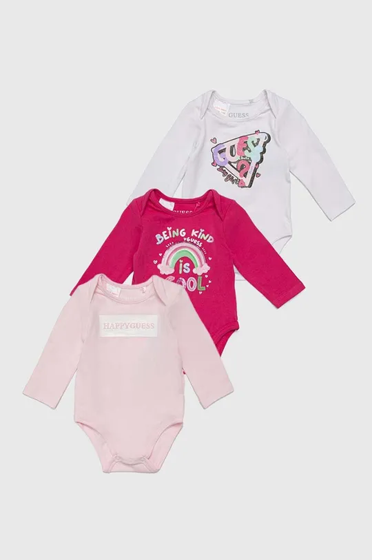 różowy Guess body bawełniane niemowlęce 3-pack Dziewczęcy