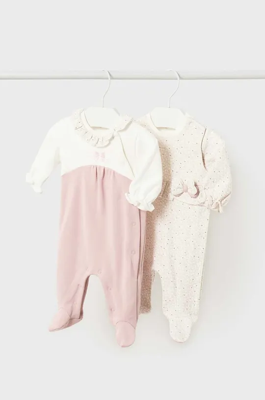 różowy Mayoral Newborn pajacyk niemowlęcy bawełniany 2-pack Dziewczęcy
