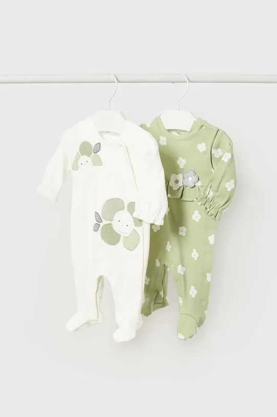 zielony Mayoral Newborn pajacyk niemowlęcy bawełniany 2-pack Dziewczęcy