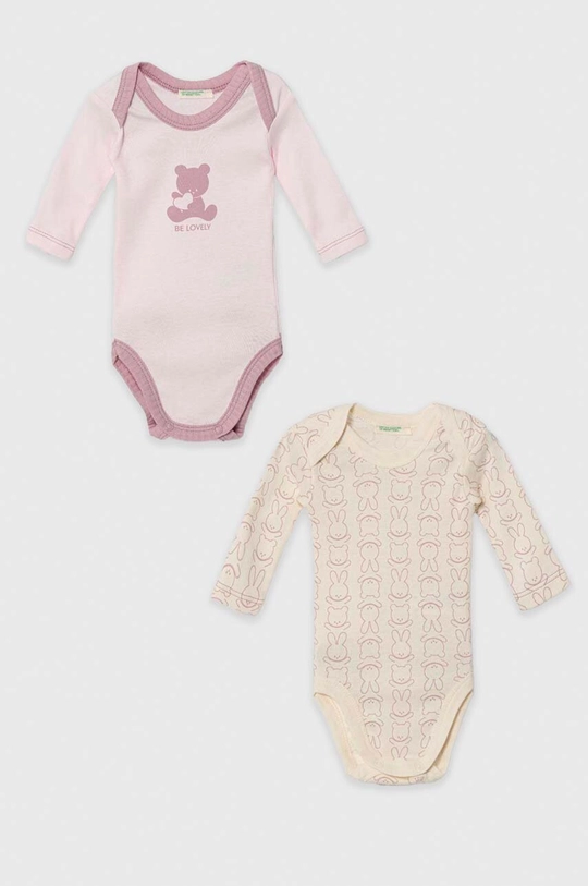 roza Pamučni bodi za bebe United Colors of Benetton 2-pack Dječji