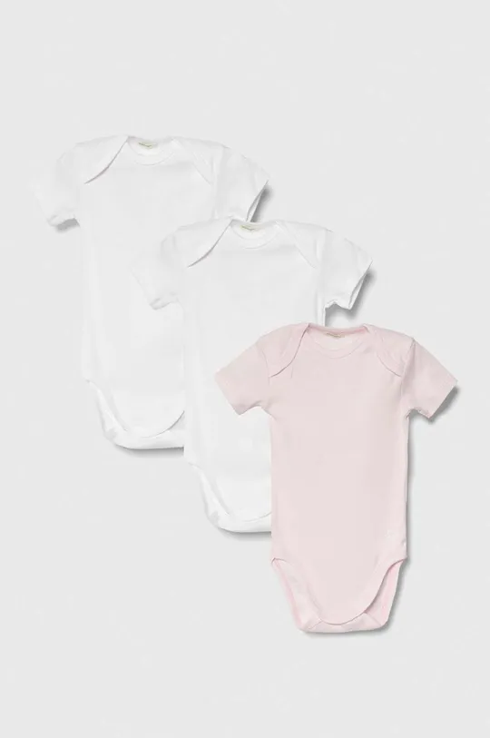 różowy United Colors of Benetton body bawełniane niemowlęce 3-pack Dziecięcy