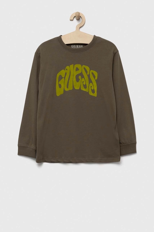 Guess longsleeve bawełniany dziecięcy zielony