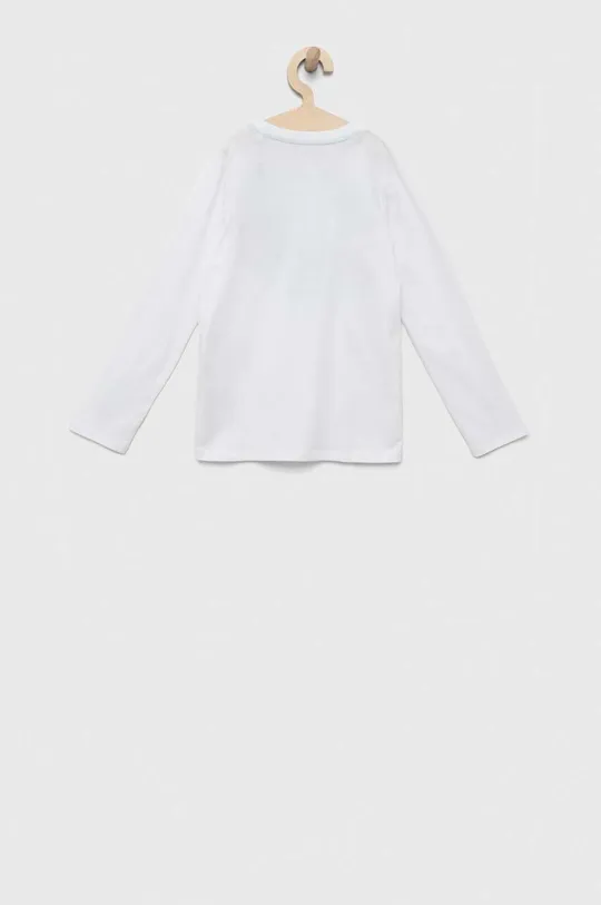 Otroška bombažna majica z dolgimi rokavi Guess bela