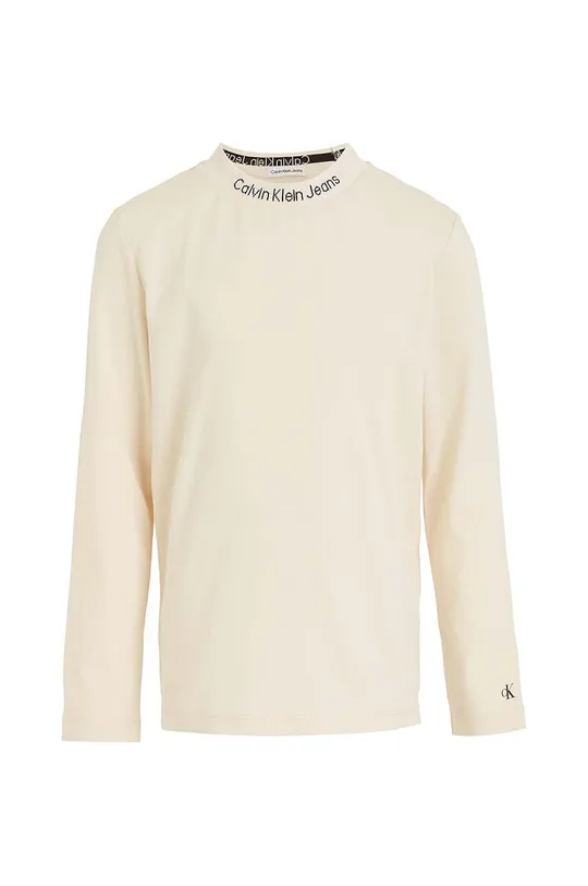 Calvin Klein Jeans longsleeve bawełniany dziecięcy beżowy