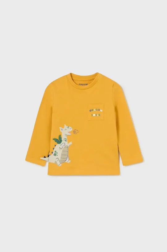 žltá Detské bavlnené tričko s dlhým rukávom Mayoral Chlapčenský