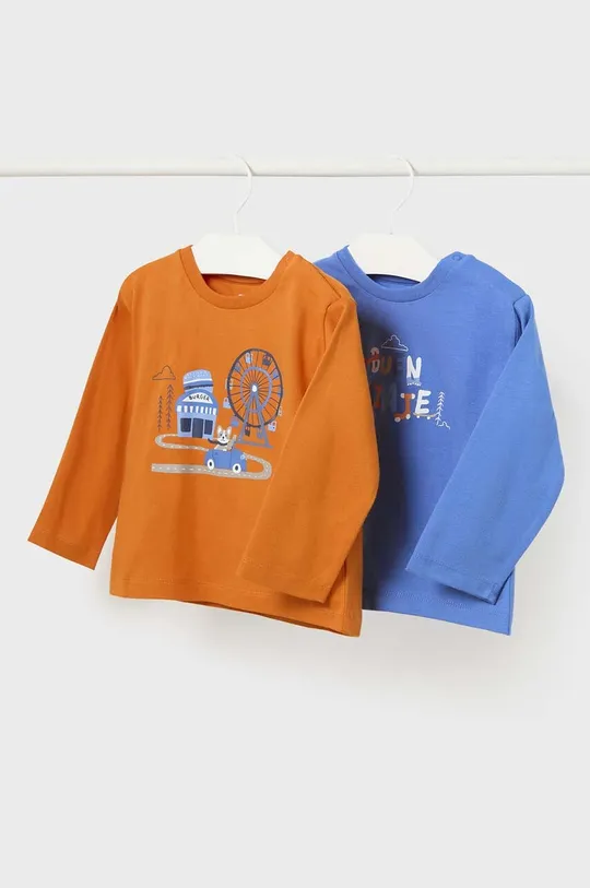 modrá Detské bavlnené tričko s dlhým rukávom Mayoral 2-pak Chlapčenský