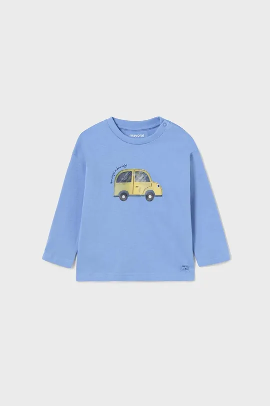 modrá Detské bavlnené tričko s dlhým rukávom Mayoral Chlapčenský