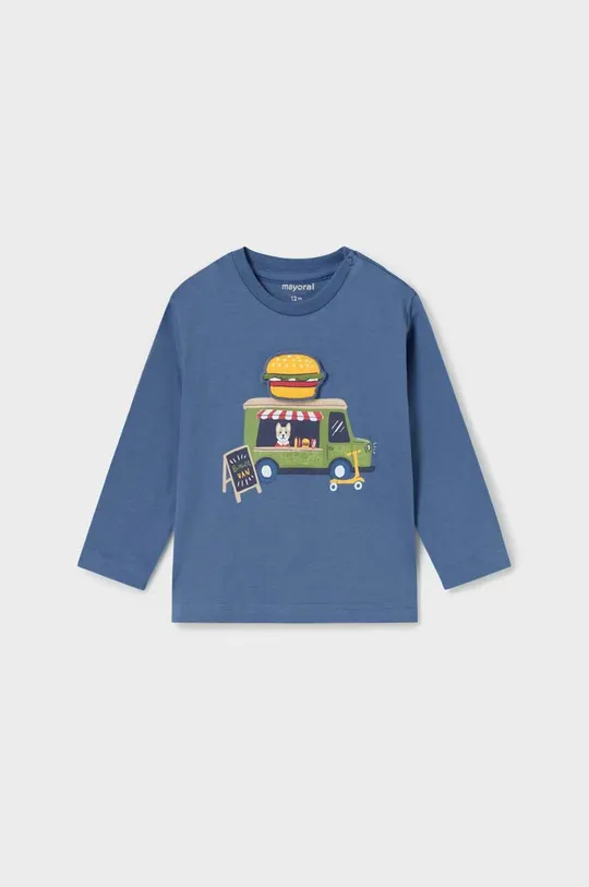 modrá Detské bavlnené tričko s dlhým rukávom Mayoral Chlapčenský
