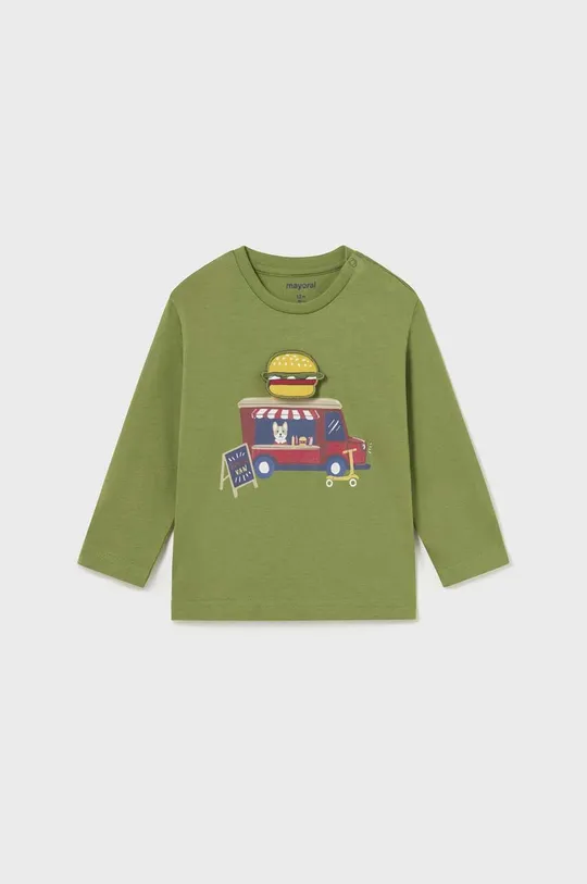 zelená Detské bavlnené tričko s dlhým rukávom Mayoral Chlapčenský