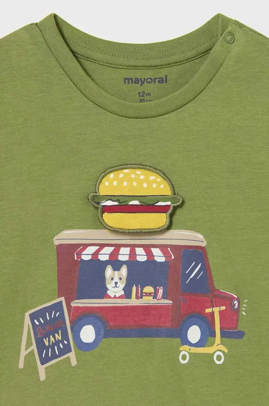 zelená Detské bavlnené tričko s dlhým rukávom Mayoral
