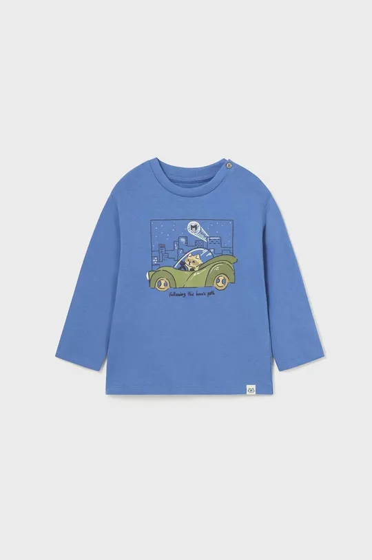 modrá Detské bavlnené tričko s dlhým rukávom Mayoral