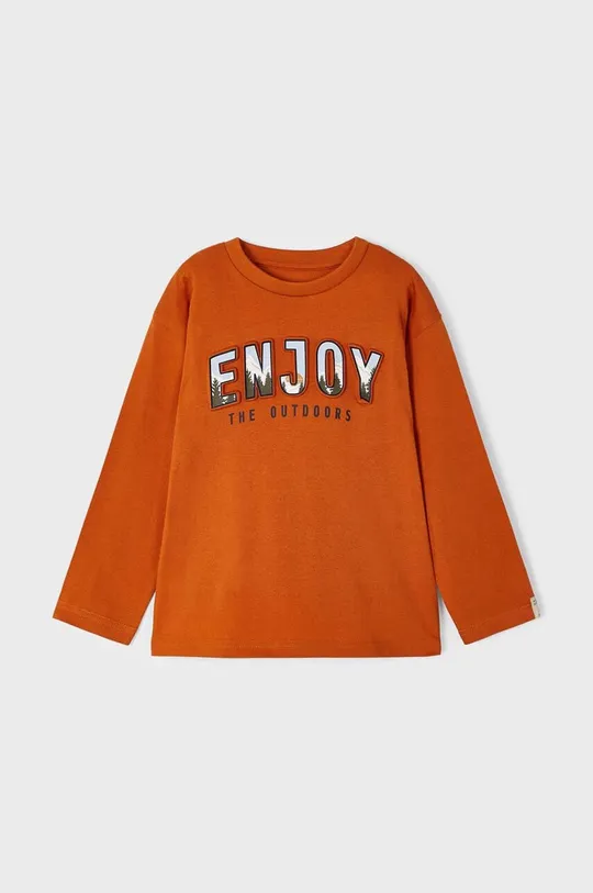 Otroška bombažna majica z dolgimi rokavi Mayoral oranžna