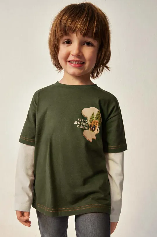 zelena Dječja pamučna majica dugih rukava Mayoral Za dječake