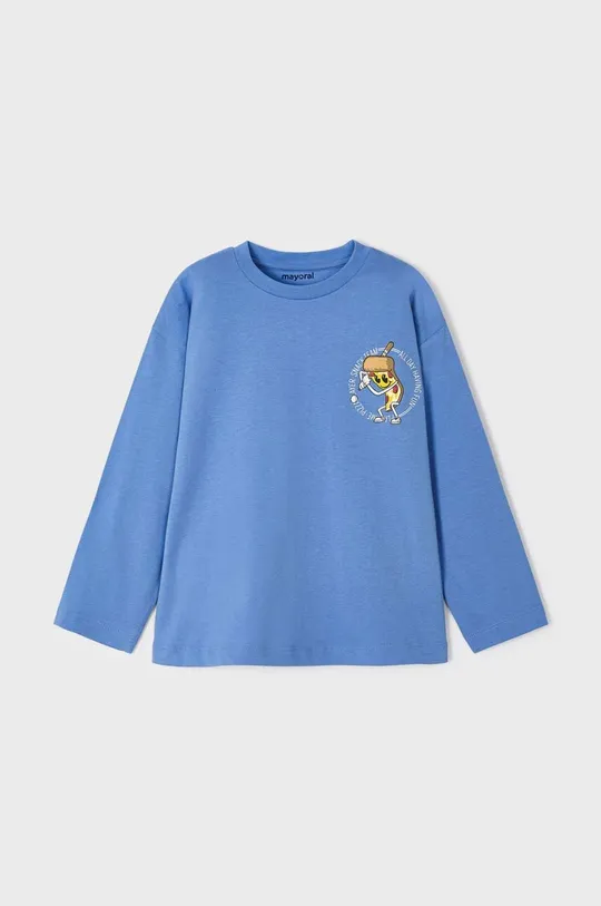 Detská bavlnená košeľa s dlhým rukávom Mayoral modrá