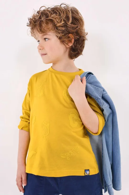 rumena Otroška bombažna majica z dolgimi rokavi Mayoral Fantovski