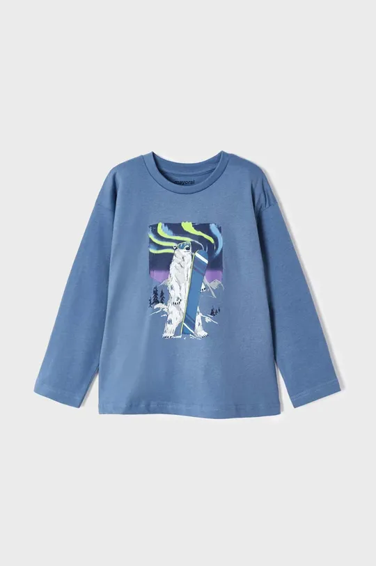 modrá Detská bavlnená košeľa s dlhým rukávom Mayoral Chlapčenský
