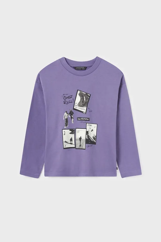 Detská bavlnená košeľa s dlhým rukávom Mayoral fialová