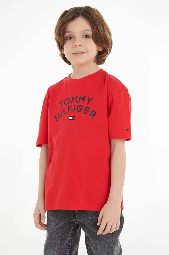 красный Детская хлопковая футболка Tommy Hilfiger Для мальчиков