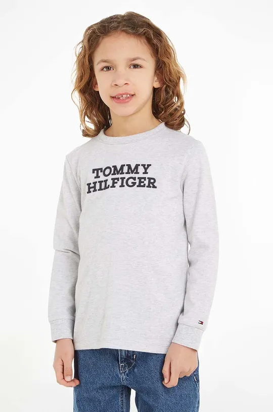 szary Tommy Hilfiger longsleeve bawełniany dziecięcy Chłopięcy