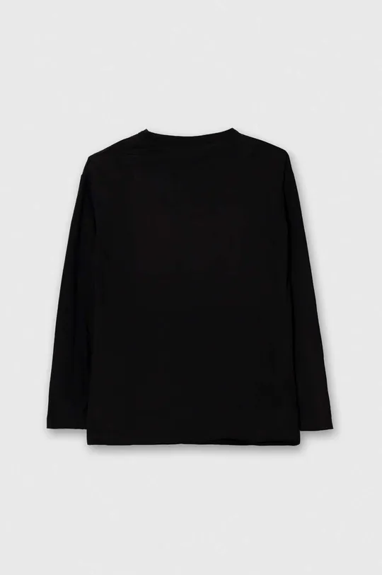 Otroška bombažna majica z dolgimi rokavi Sisley črna