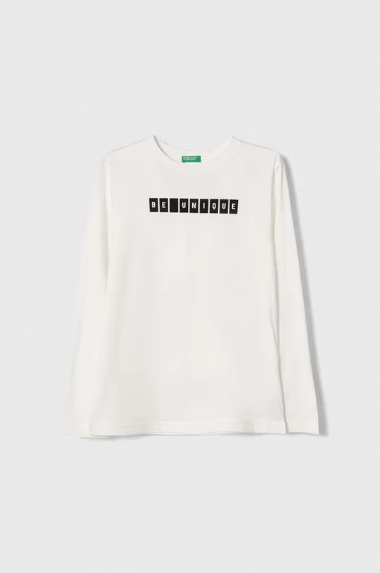 biały United Colors of Benetton longsleeve bawełniany dziecięcy Chłopięcy