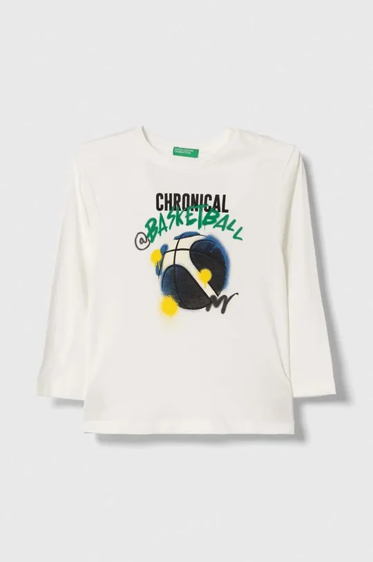 biela Bavlnené tričko s dlhým rukávom United Colors of Benetton Chlapčenský