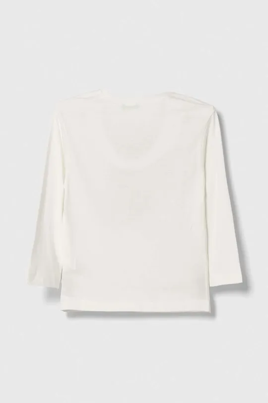 Bombažna majica z dolgimi rokavi United Colors of Benetton bela