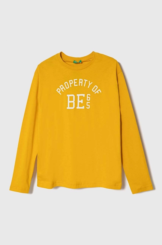 żółty United Colors of Benetton longsleeve bawełniany dziecięcy Chłopięcy