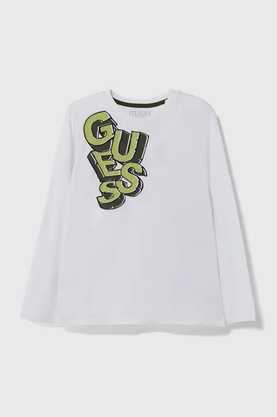 bijela Dječja pamučna majica dugih rukava Guess Za dječake