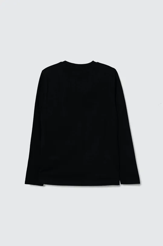 Otroška bombažna majica z dolgimi rokavi Guess črna