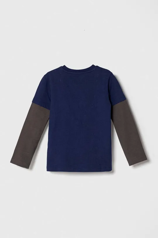 Otroška bombažna majica z dolgimi rokavi Guess mornarsko modra