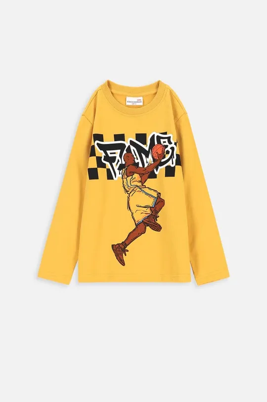 oranžna Otroška bombažna majica z dolgimi rokavi Coccodrillo Fantovski