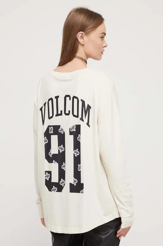 μπεζ Βαμβακερή μπλούζα με μακριά μανίκια Volcom Γυναικεία