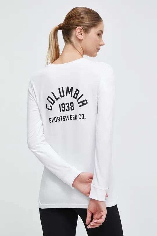 béžová Bavlnené tričko s dlhým rukávom Columbia Dámsky
