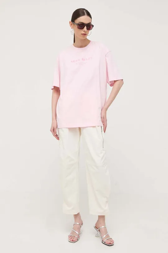 Βαμβακερό μπλουζάκι Miss Sixty ροζ