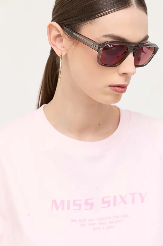 różowy Miss Sixty t-shirt bawełniany