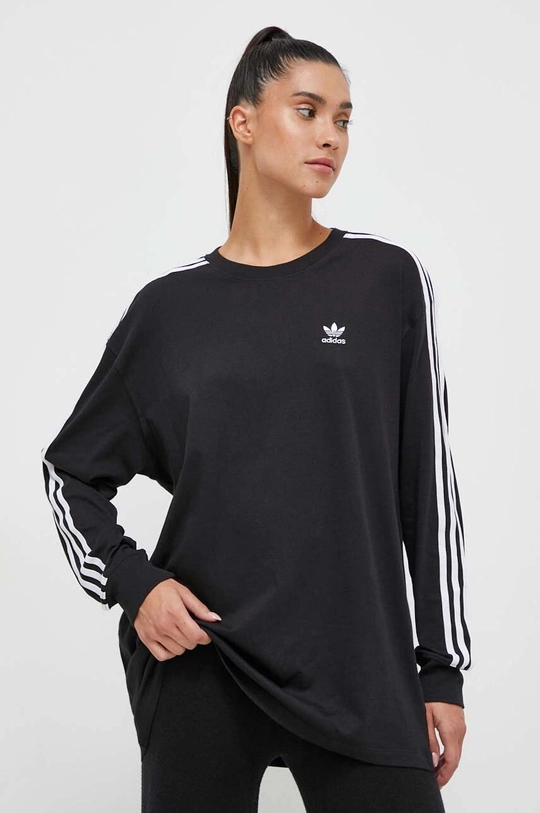 μαύρο Βαμβακερή μπλούζα με μακριά μανίκια adidas Originals Γυναικεία