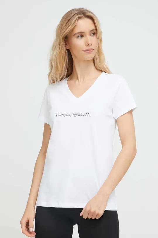 biały Emporio Armani Underwear t-shirt lounge bawełniany Damski