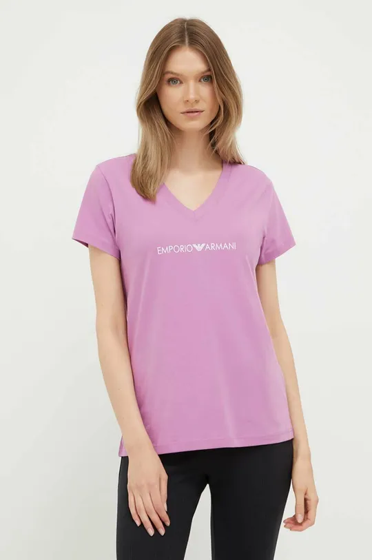 różowy Emporio Armani Underwear t-shirt lounge bawełniany Damski