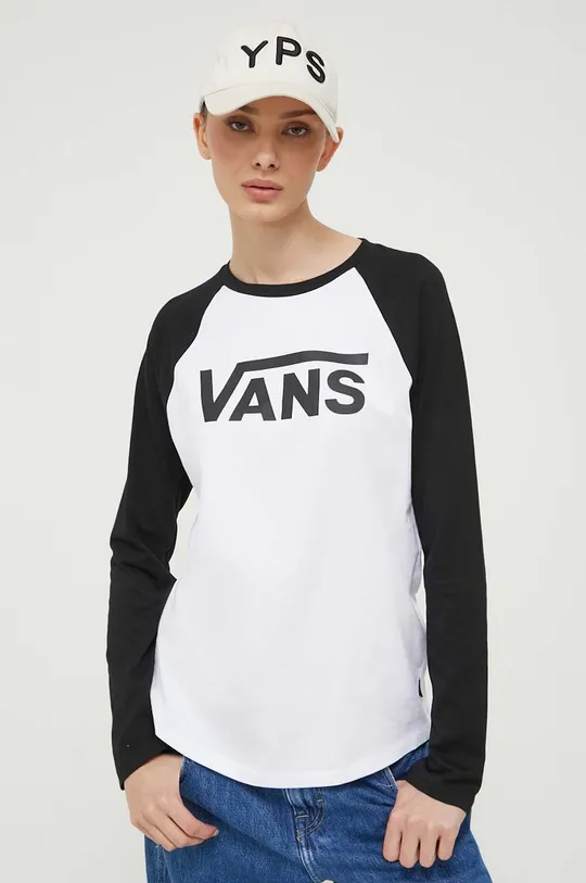 λευκό Βαμβακερή μπλούζα με μακριά μανίκια Vans